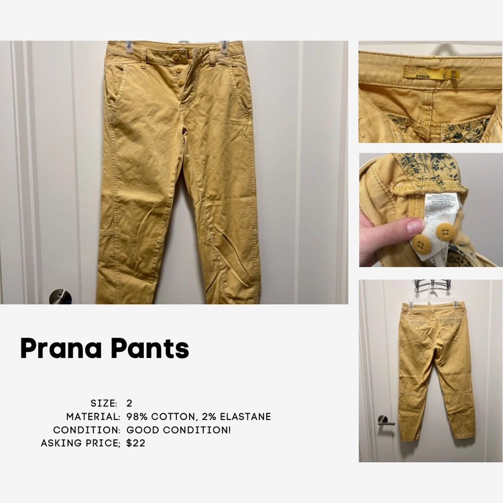 PrAna Mustard Yellow Chino Pants